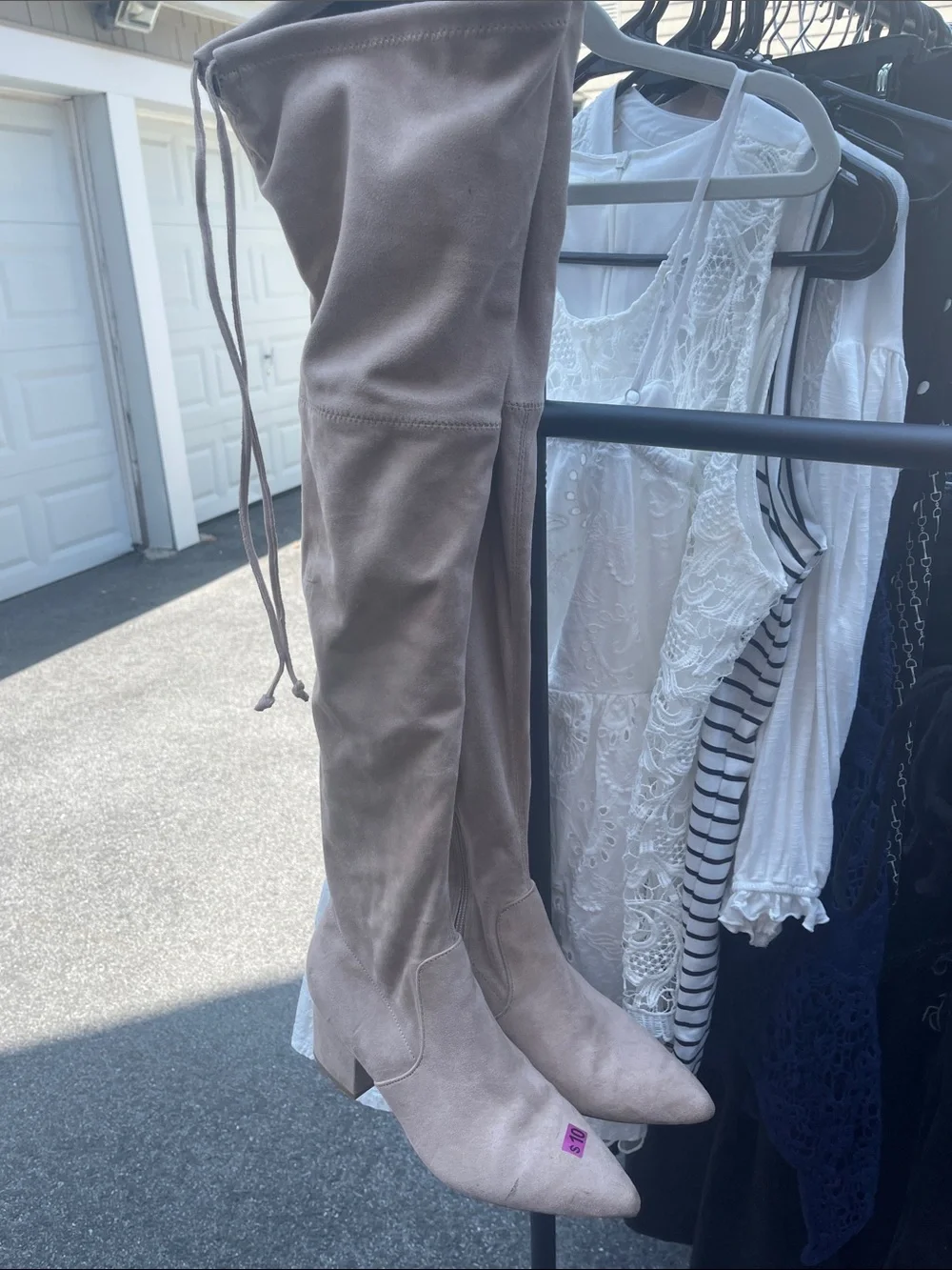 Women’s Over-the-Knee Suede Boots in Taupe